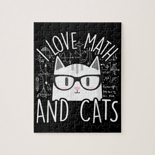 Puzzle J'Aime Les Maths Et Les Chats Cute Kitty Chat (Vertical)