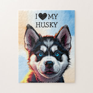 Puzzle J'Aime Mon Husky Personnalisé