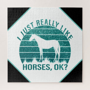 Puzzle J'aime vraiment beaucoup les chevaux en vert marin