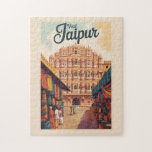 Puzzle Jaipur Inde Hawa Mahal Illustration Art Voyage<br><div class="desc">Conception de voyage par vecteur rétro Jaipur. Jaipur,  la capitale vibrante du Rajasthan,  est connue comme la ville rose pour ses impressionnants bâtiments en terre cuite et son patrimoine royal</div>