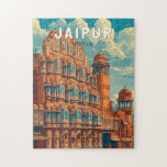 Puzzle Jaipur Inde Illustration Voyage Art Vintage<br><div class="desc">Conception de voyage par vecteur rétro Jaipur. Jaipur,  la capitale vibrante du Rajasthan,  est connue comme la ville rose pour ses impressionnants bâtiments en terre cuite et son patrimoine royal</div>