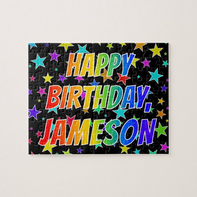 Puzzle "JAMESON" Prénom, Amusant "HEUREUX ANNIVERSAIRE" (Horizontal)