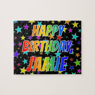 Puzzle "JAMIE" Prénom, amusant "HEUREUX ANNIVERSAIRE"