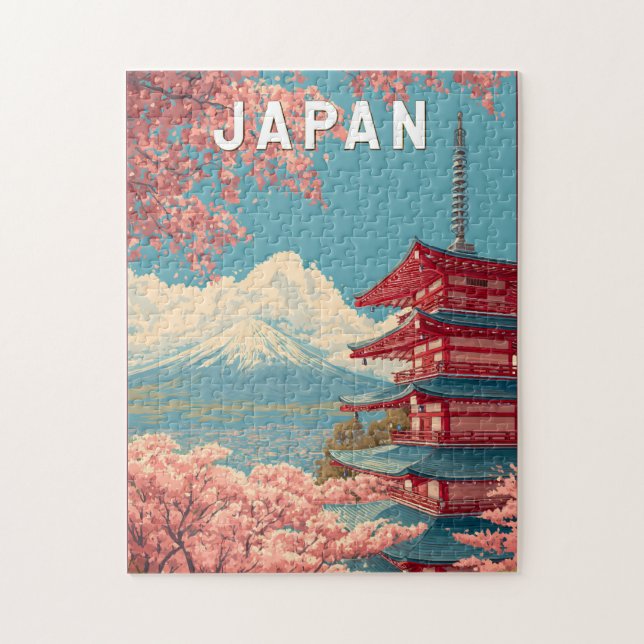 Puzzle Japan Illustration Travel Art Vintage (Vertical)