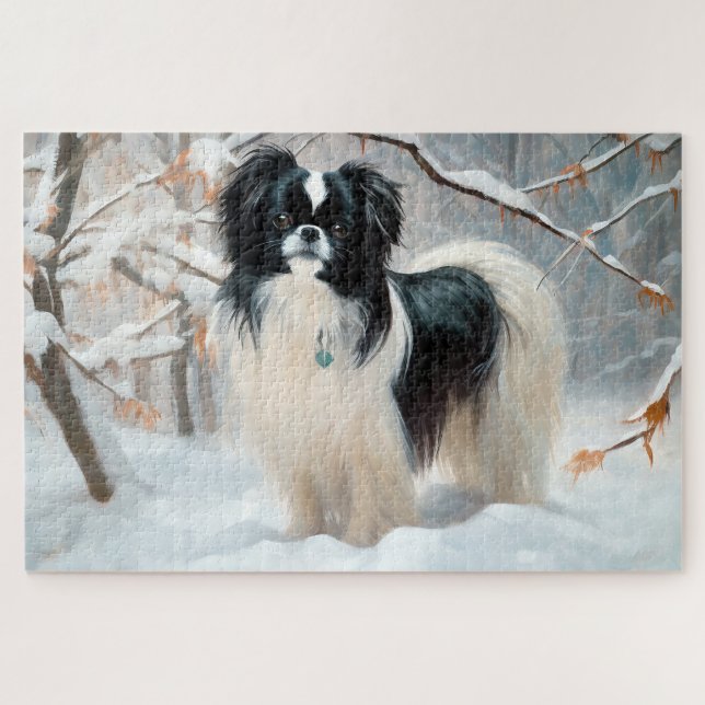 Puzzle Japanese Chin Qu'il neige Noël (Horizontal)