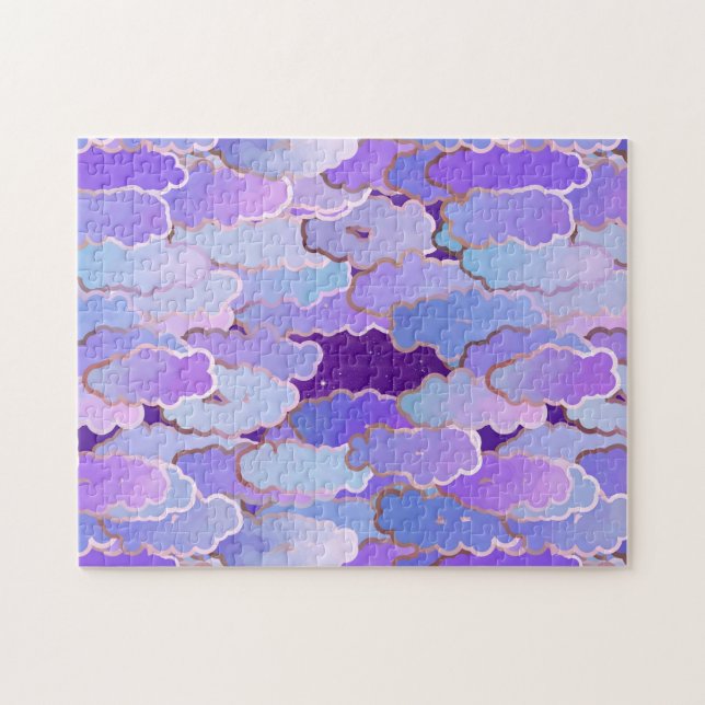 Puzzle Japanese Clouds, Twilight, Violet and Deep Purple  (Horizontal)