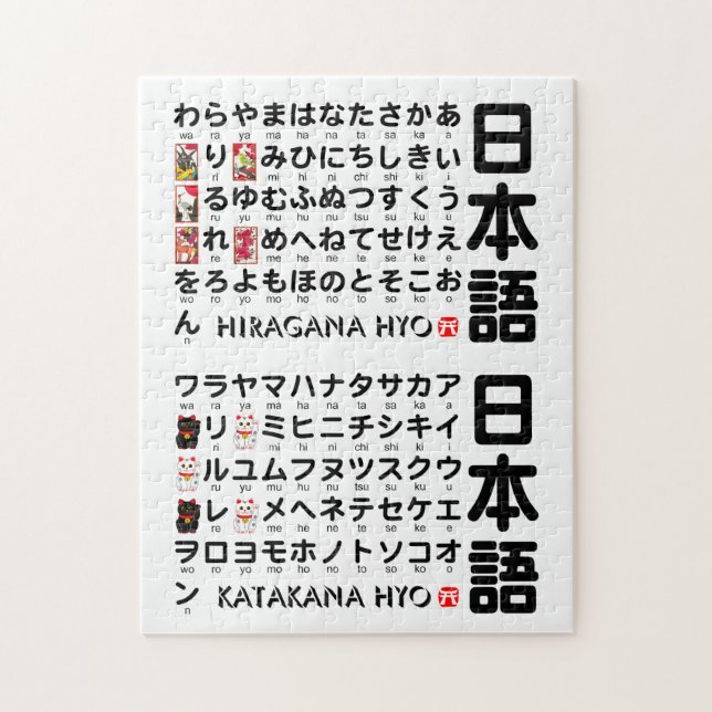 Puzzle Japanese Hiragana & Katakana table (Vertical)