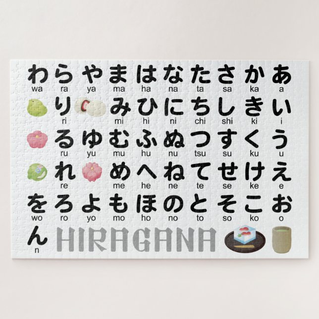 Puzzle Japanese Hiragana Table (Wagashi) (Horizontal)