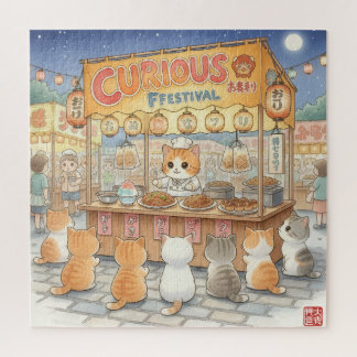 Puzzle Japanese Summer Festival: Cute Kittens at Night Ma