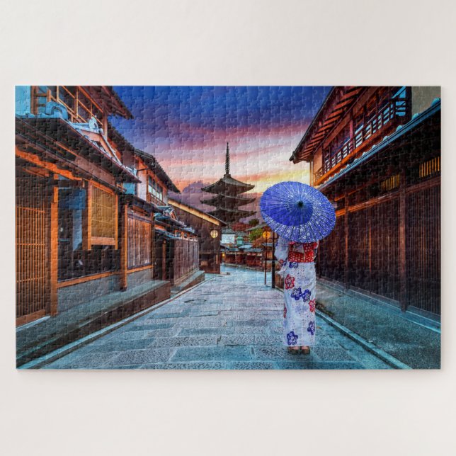 Puzzle Japanese Woman Wearing Kimono Yasaka Pagoda Japan (Horizontal)