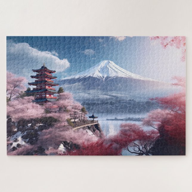 Puzzle Japon, Sakura et Fuji paysage (Horizontal)