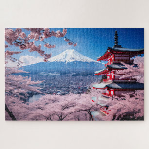 Puzzle Japon, Sakura et Fuji paysage