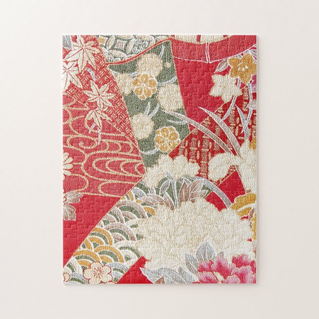 Puzzle Japonais KIMONO Textile, motif floral (Vertical)