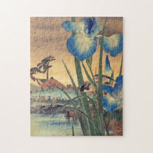 Puzzle Japonais vintage ukiyo-e iris bleu