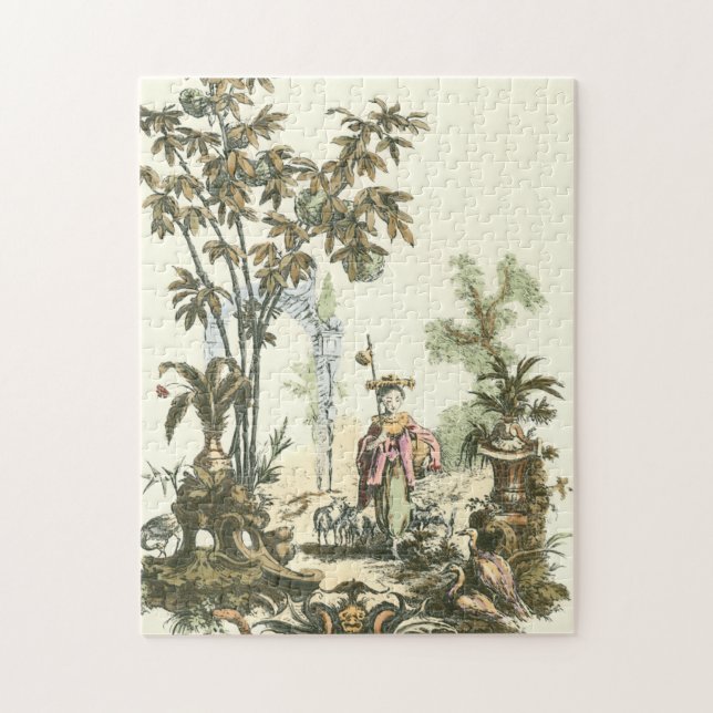 Puzzle Jardin asiatique avec femme et animaux (Vertical)