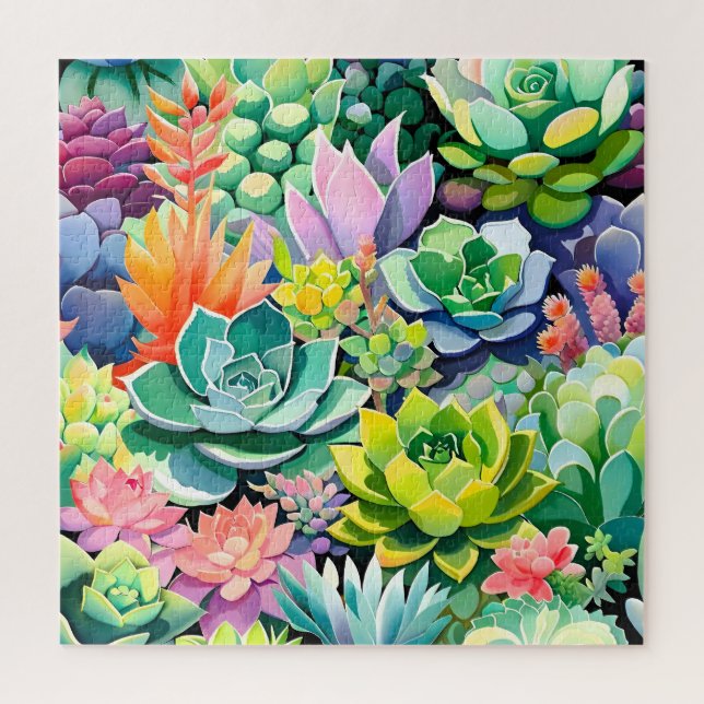 Puzzle Jardin botanique de succulentes colorées d'été (Vertical)