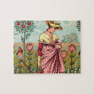 Puzzle Jardin Cultivation Flower Woman Art Antique