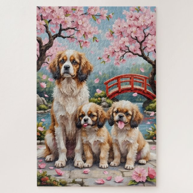 Puzzle Jardin d'art de fleurs de cerisier Chin japonais (Vertical)