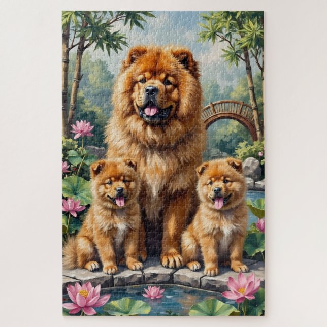 Puzzle Jardin d'art de lotus Chow Chow (Vertical)