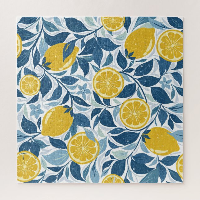 Puzzle Jardin de citron vert - Jaune clair et bleu (Vertical)