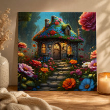 Jardin de cottage au toit de fleurs enchantées