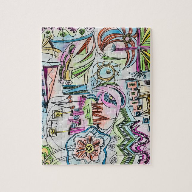 Puzzle Jardin de Fées - Art Abstrait à l'Aquarelle Peint  (Vertical)