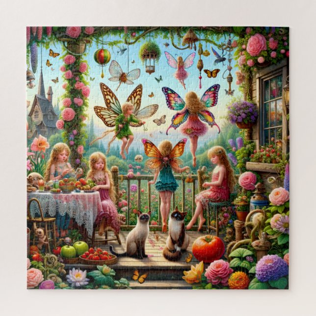 Puzzle Jardin de fées magique, théière enchantée (Vertical)