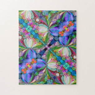 Puzzle Jardin de Fleur sauvage de libellules Abstrait Flo