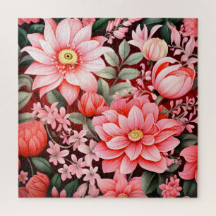 Puzzle Jardin de fleurs botaniques vintage en fleurs