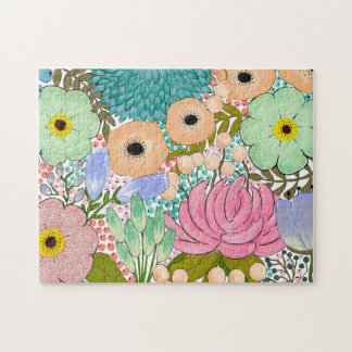 Puzzle Jardin de fleurs Gouache Peinture 252 pièces