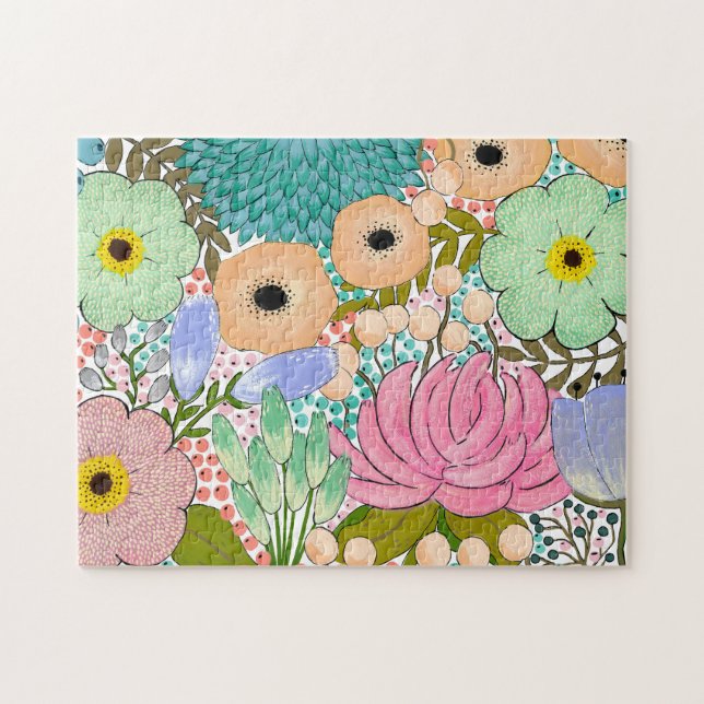 Puzzle Jardin de fleurs Gouache Peinture 252 pièces (Horizontal)