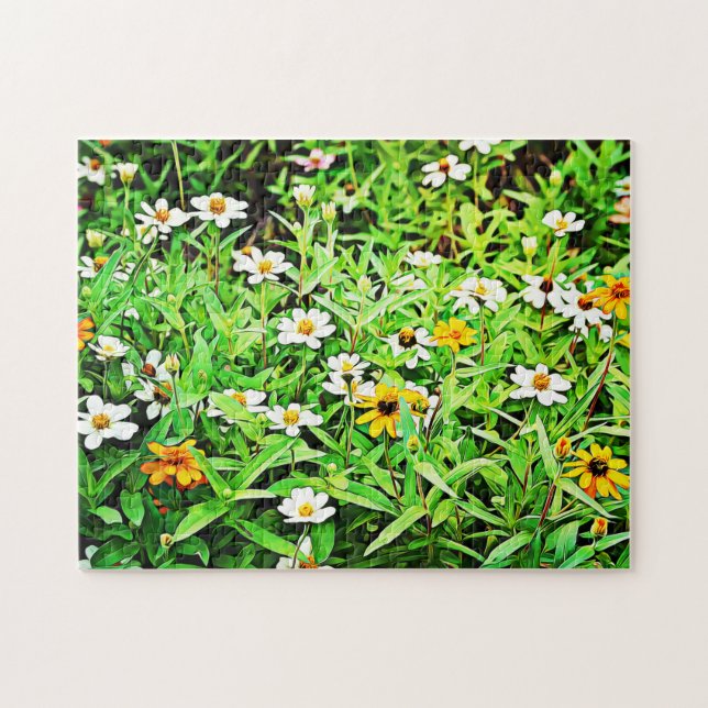 Puzzle Jardin de fleurs Zinnia coloré Daisy (Horizontal)