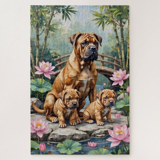 Puzzle Jardin de lotus Shar-Pei Art (Vertical)