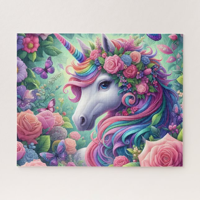 Puzzle Jardin de roses de licorne florale (Horizontal)