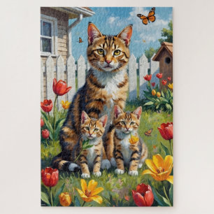 Puzzle Jardin de tulipes American Shorthair Art
