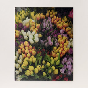 Puzzle Jardin fleuri coloré de tulipes en fleur, dur