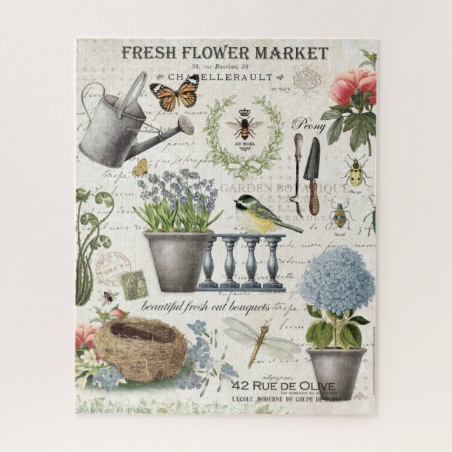 Puzzle Jardin fleuri Vintage (Vertical)