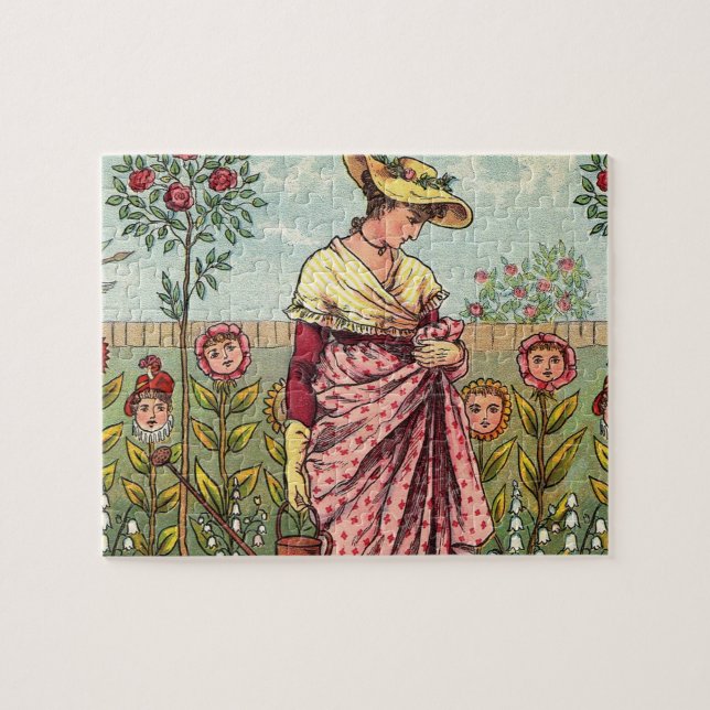 Puzzle Jardin Fleurir Femme Art Antique (Horizontal)
