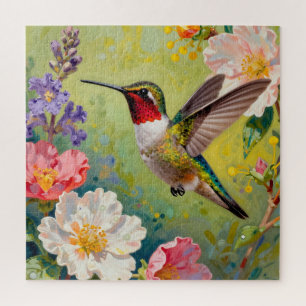 Puzzle Jardin floral vibrant de colibris