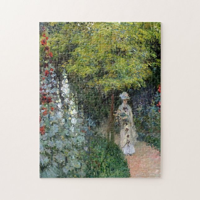 Puzzle Jardin, Hollyhocks Monet Art (Vertical)