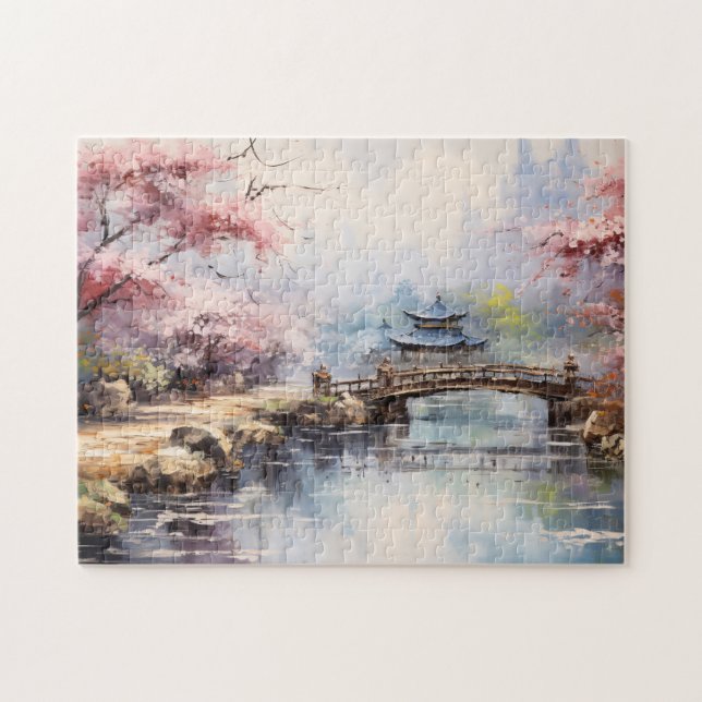 Puzzle Jardin japonais des cerisiers en fleurs (Horizontal)