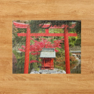 Puzzle Jardin japonais Porte rouge Torii et temple photo
