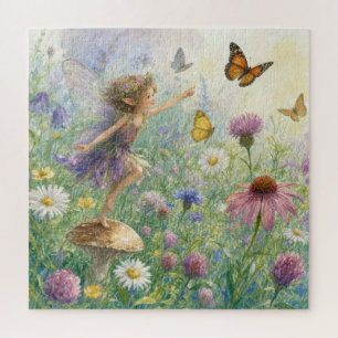 Puzzle Jardin lutin avec papillons