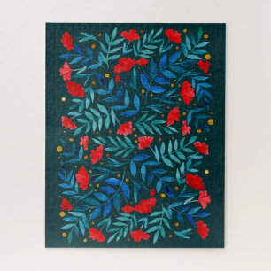 Puzzle Jardin magique - turquoise foncé et rouge
