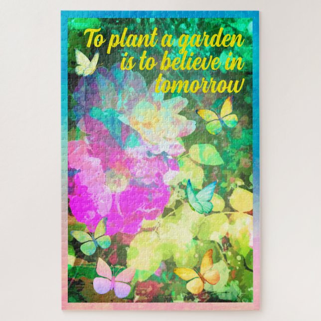 Puzzle Jardin Rose Abstrait Pastel customisé (Vertical)