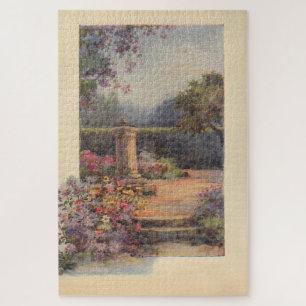 Puzzle Jardin rustique paisible vintage avec cadran solai