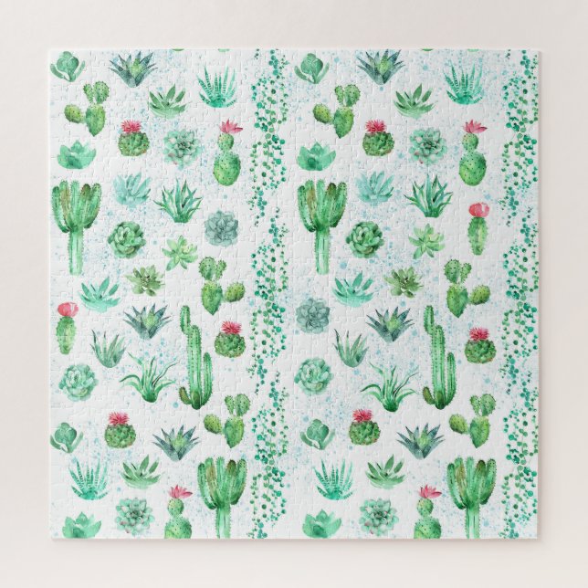 Puzzle Jardin Succulent : Aquarelle Arrière - plan sans c (Vertical)