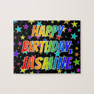Puzzle "JASMINE" Prénom, amusant "HEUREUX ANNIVERSAIRE"