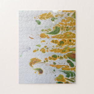 Puzzle Jaune abstrait, cuivre et vert