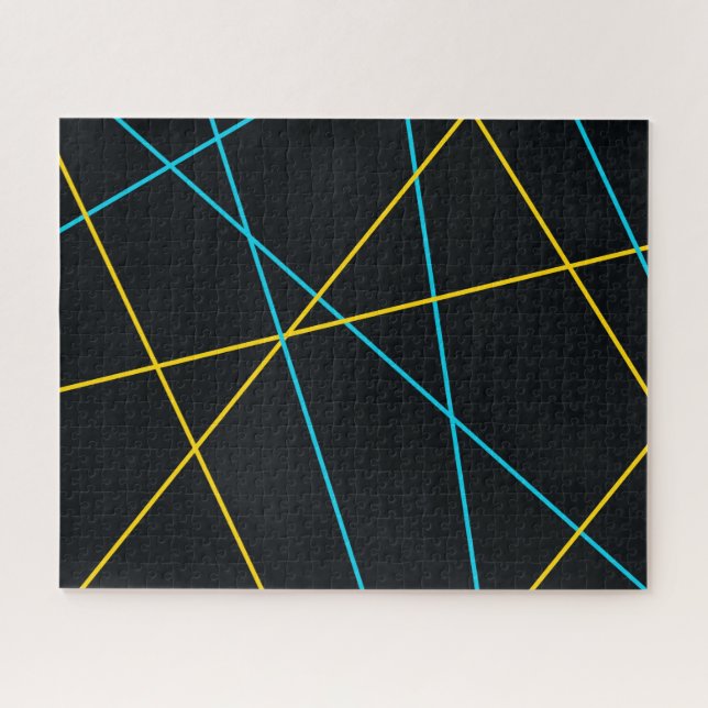 Puzzle Jaune, Bleu, cool, tendance, urbain, lignes modern (Horizontal)